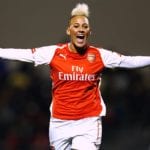 Lianne Sanderson Professional Soccer Player Excited on the Field