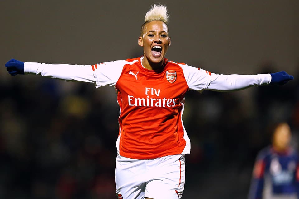 Lianne Sanderson Professional Soccer Player Excited on the Field